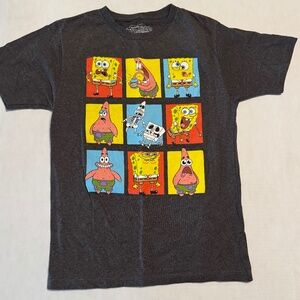 Spongebob Squarepants T-Shirt Youth Large Gray Graphic Short Sleeve Crew Neck